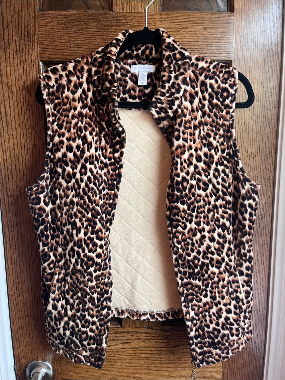 Charter Club Leopard Print Quilted Vest - Brown/Tan/Black